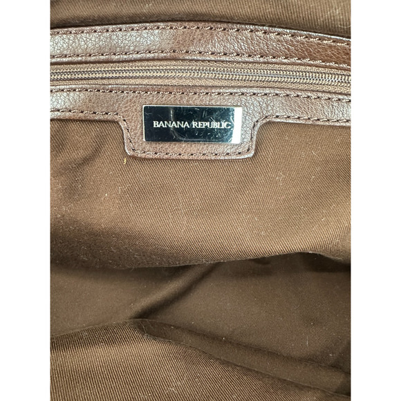 Banana Republic Brown Pebbled Genuine Leather Slouch Hobo Whipstitch Zip Bag - Picture 6 of 16